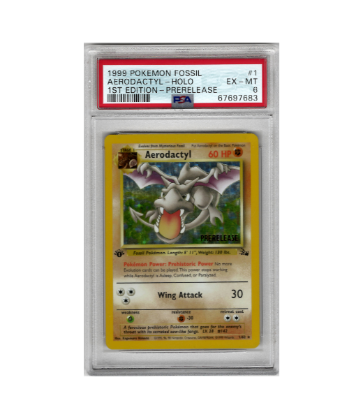 aerodactyl pokemon card 1st edition prerelease Aerodactyl - Holo - Fossil - 1st Edition - PreRelease