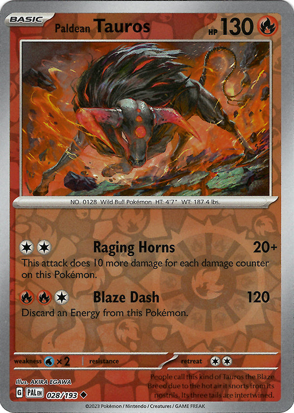 Paldean Tauros (28)  (Reverse Holo)
