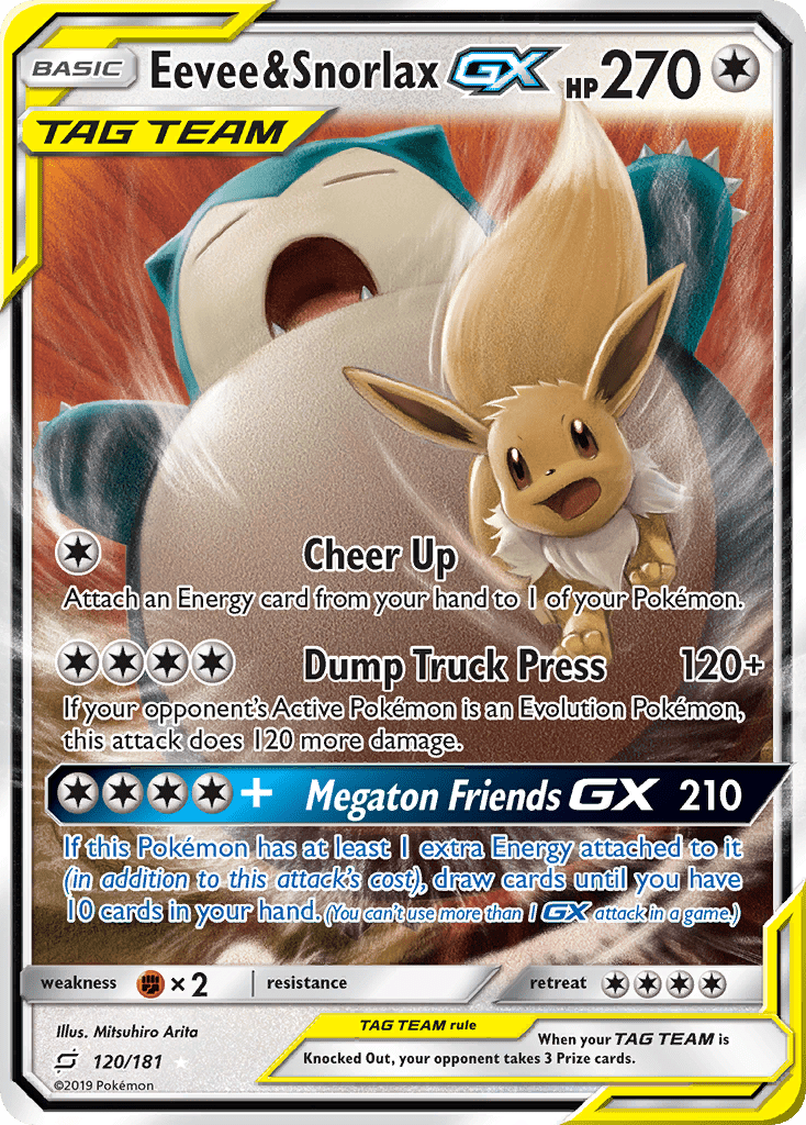 Pokemon TCG - Sun & Moon Team Up - Eevee & Snorlax GX - Ultra Rare