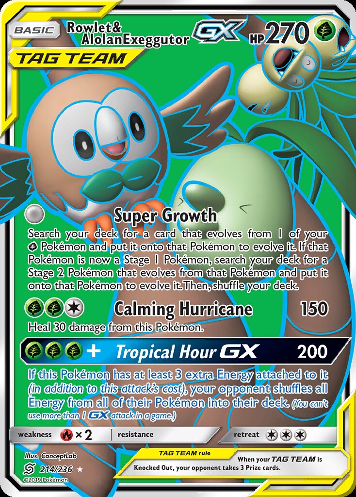 Rowlet & Alolan Exeggutor GX (Full Art)