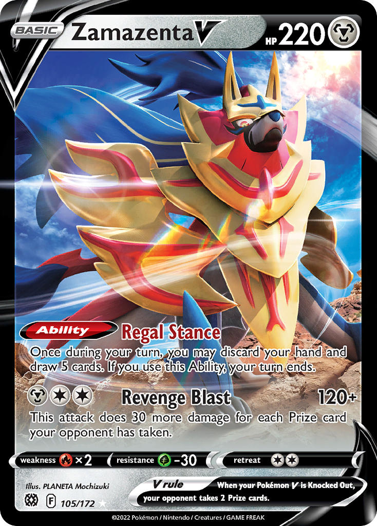 Pokemon-TCG-Brilliant Stars-Zamazenta V-PokeTrader Australia