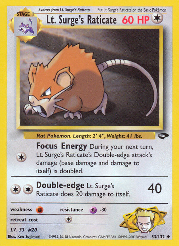 Pokemon TCG-WOTC Gym Challenge-Lt. Surge's Raticate-PokeTrader Australia